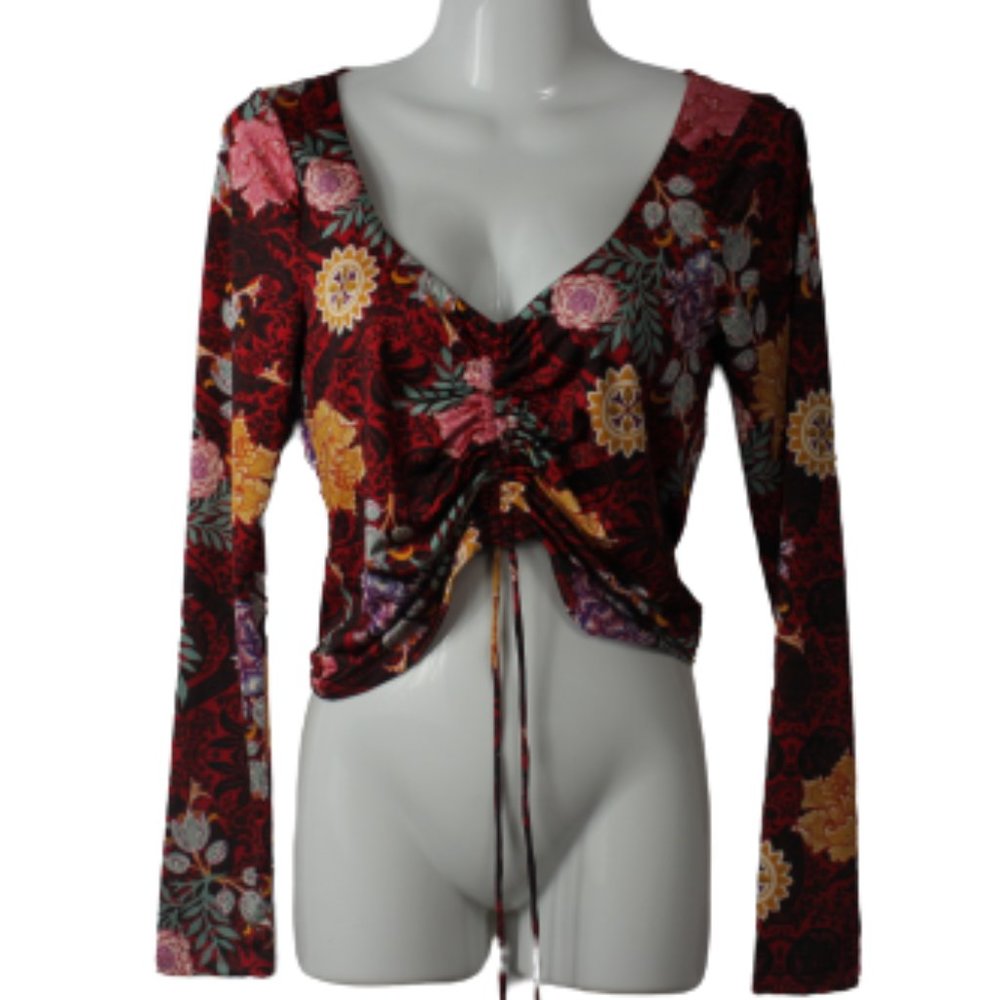 GUESS PRINTED TOP ROUCHED AT FRONT